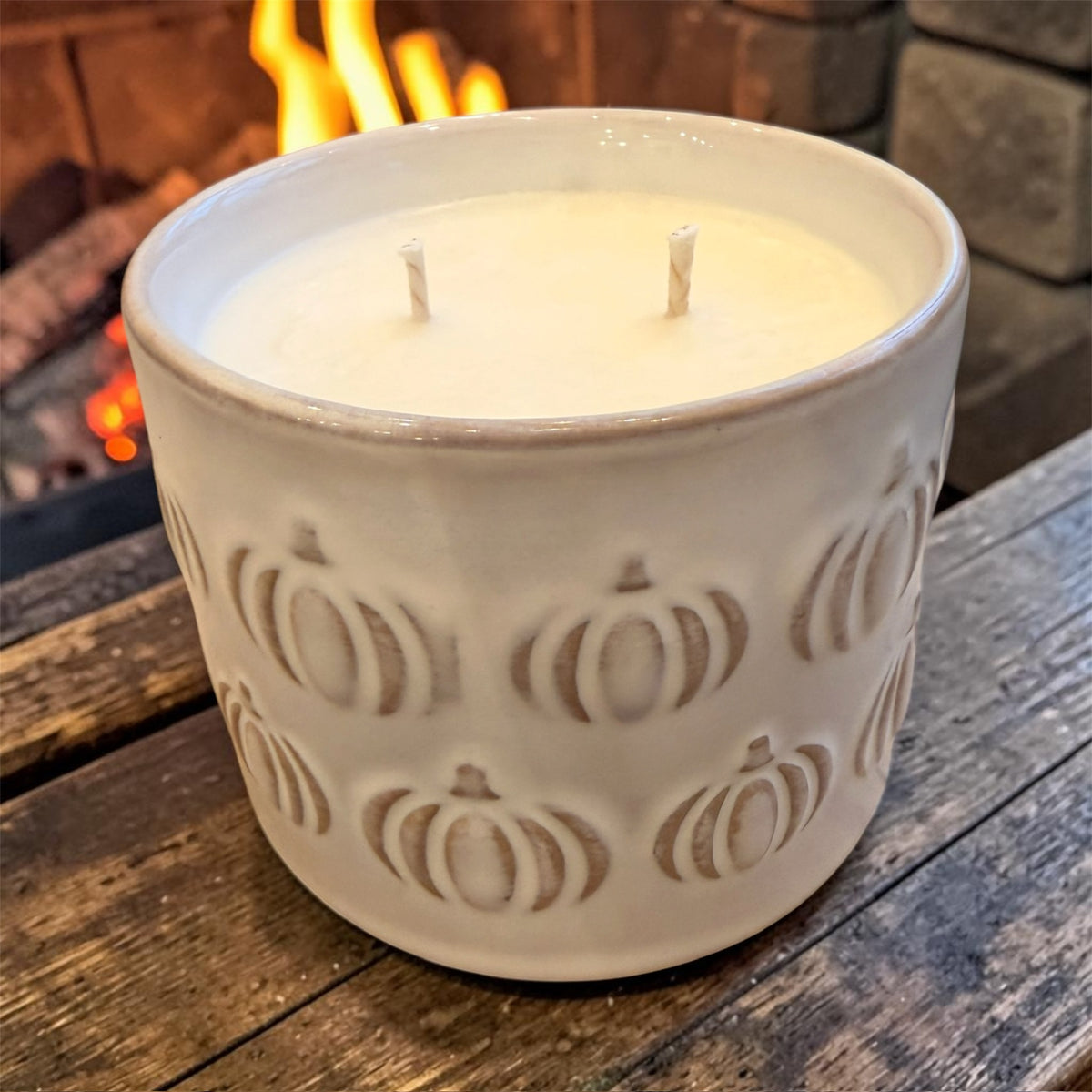 Pumpkin Ceramic Candle - 2 wick white