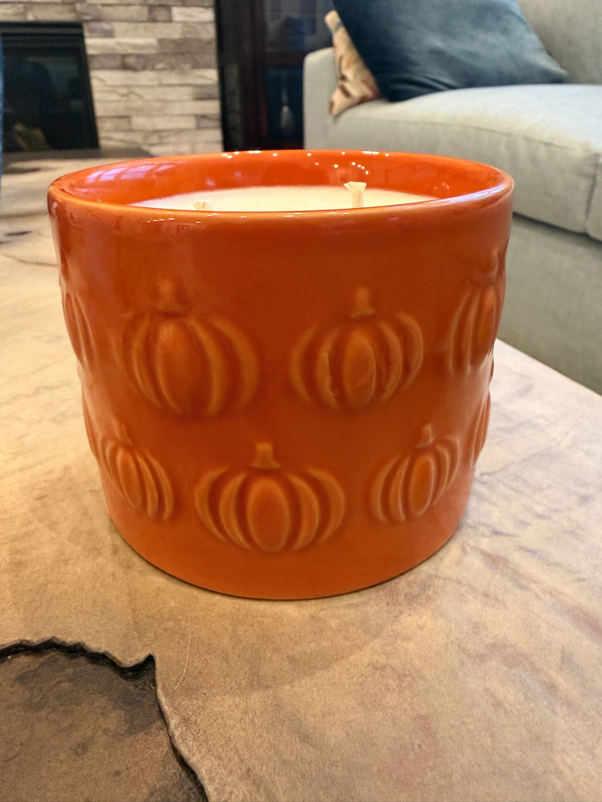 Pumpkin Ceramic Candle - 2 wick orange