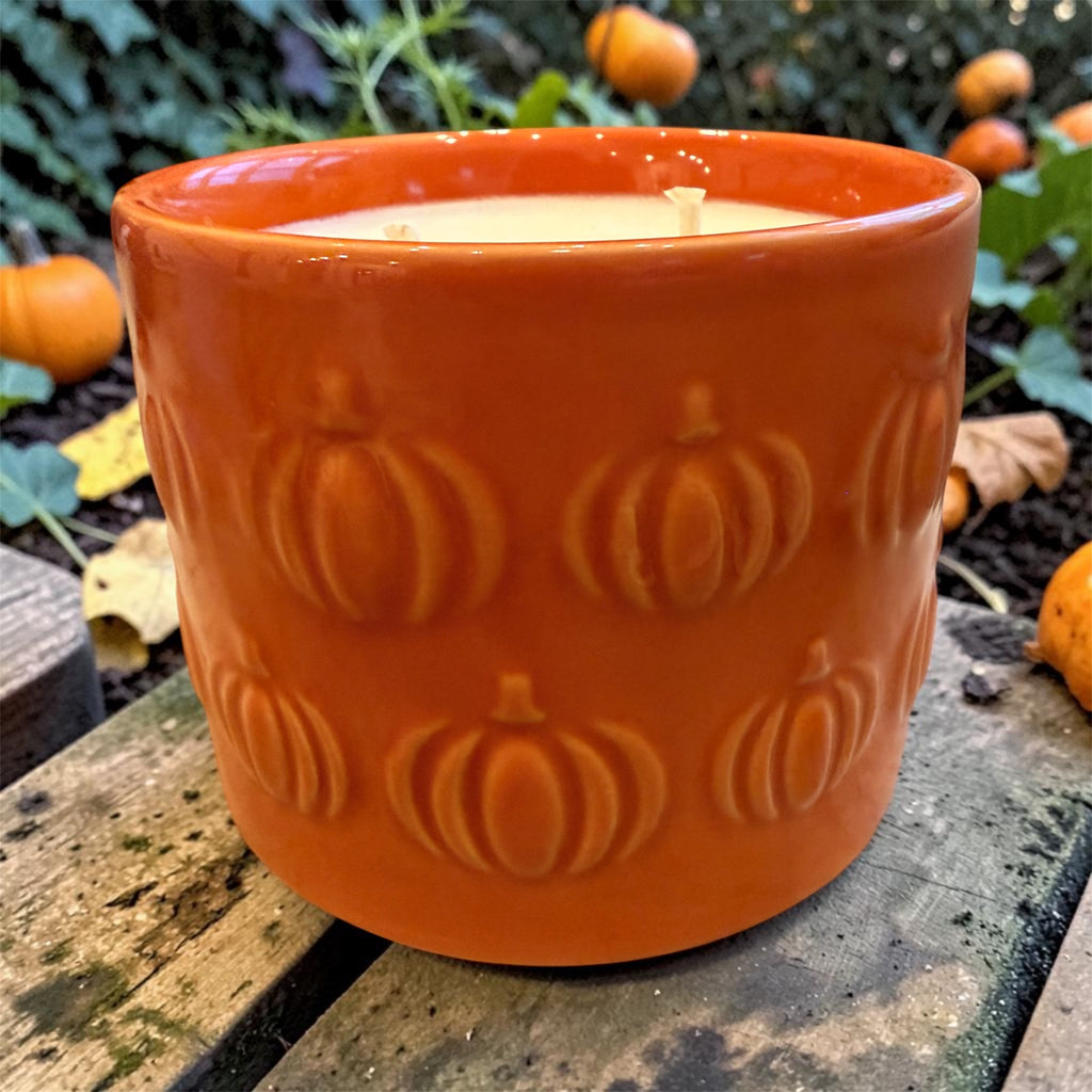 Pumpkin Ceramic Candle - 2 wick orange